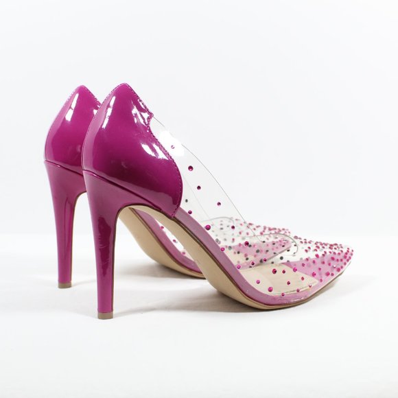 BP Women's Studded Pointed Toe Transparent Pumps - Pink 8.5M - Picture 2 of 6